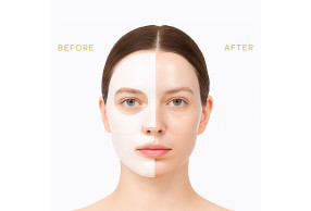 Korean-made hydrogel collagen mask – color-changing on skin, full-face two-part format